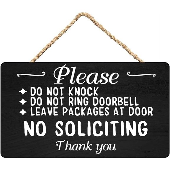 Wooden Signs/No Soliciting Sign Do Not Knock or Ring Doorbell Do not Disturb Sign Kitchen Cafe Pub Decor, Wood wal Art, Rustic Wood decor gift 8x12 INCH