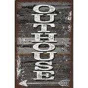 Wooden Signs/Outhouse Vertical Sign Arrow Left Rustic Wood Sign Kitchen Cafe Pub Decor, Wood wal Art, Rustic Wood decor gift 8x12 INCH