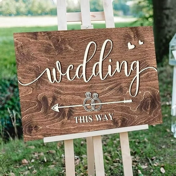 Wooden Signs/Wedding This Way Lawn Signs Direction Arrow Lawn Yard Signs Wedding Yard Sign with Exquisite Double-sided Printing Wedding Directional Signs Kitchen Cafe Pub Decor 8x12 INCH