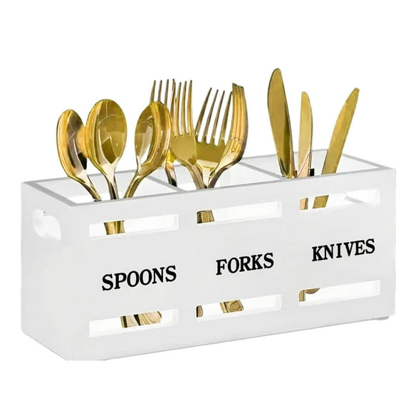 Wooden Silverware CaddiesFlatware Cutlery Holder Wood Silverware Organizer Containers Kitchen Utensil Holder for Countertop Spoon and Fork Holder Flatware Utensils for Party