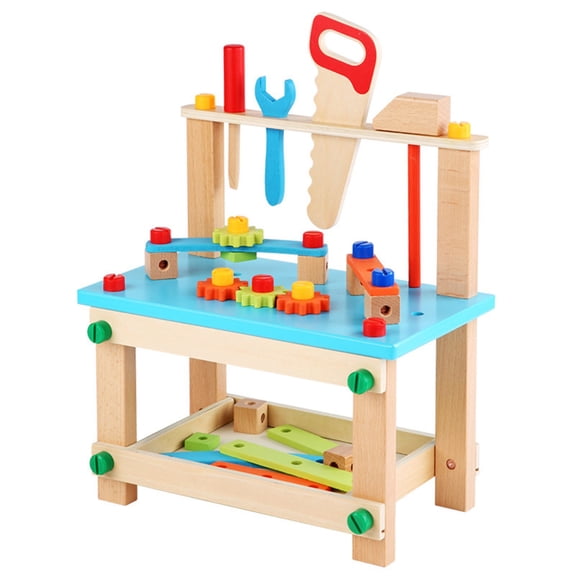 Wooden Simulation Disassembly And Assembly Tool Table Chair for Young Builders Educational Fine Motor Skills Development Multifunctional Workbench Teamwork Activity Toy Realistic Tools Set