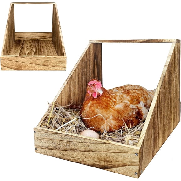 Wooden Single Compartment Chicken Nesting Box for Outdoor Coop - Comfortable Laying Box for Hens, Ducks and Poultry with Easy-Clean Design and Ventilated Egg Laying Space for Backyard Chickens