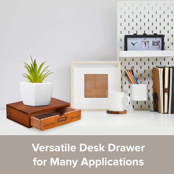Wooden Single Drawer Unit - Solid Wood Monitor Stand for Desktop Organization and Storage - Stackable Desk Organizer - Rustic Nightstand With - Countertop Organizer$$Office