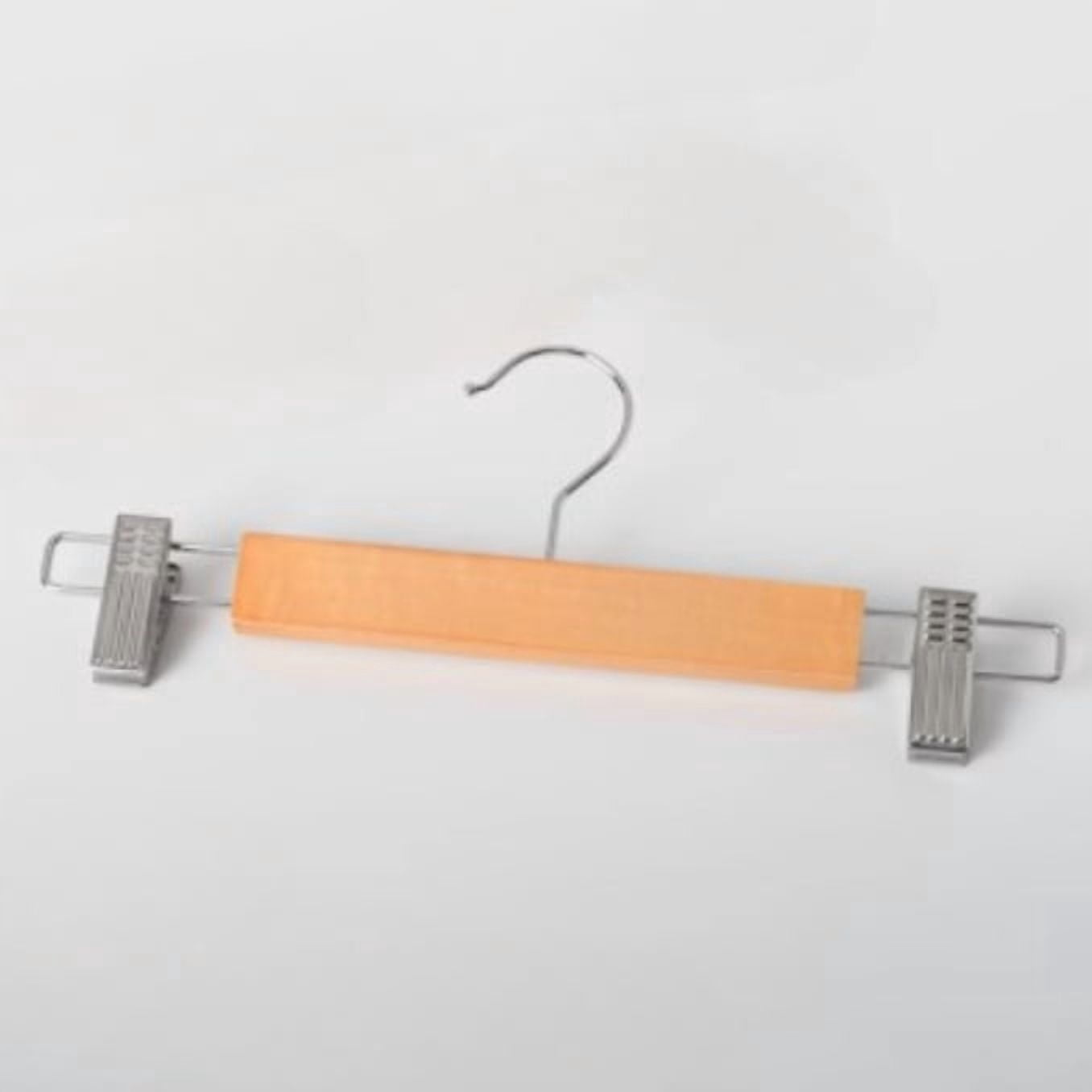 Wooden Skirt Hangers with Adjustable Clips (Pack of 1/5) Non-Slip Trouser Hanger Natural Finish Lotus Wood Pants hangers 360 Deg