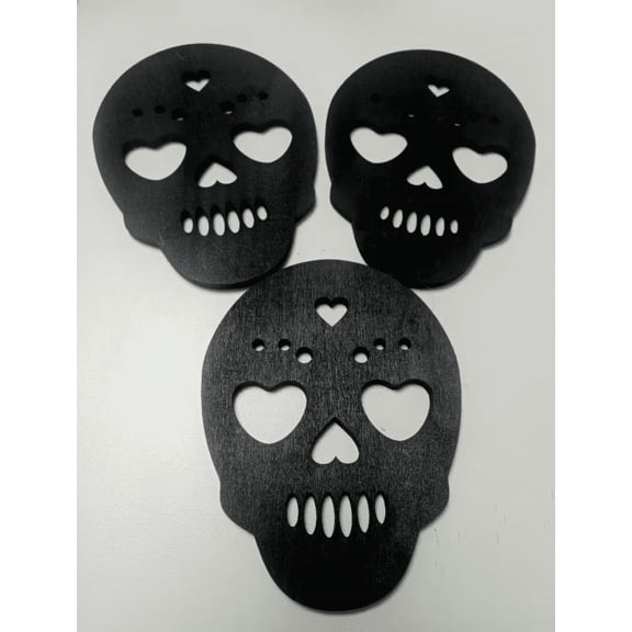 Wooden Skull Shaped Hanging Tags