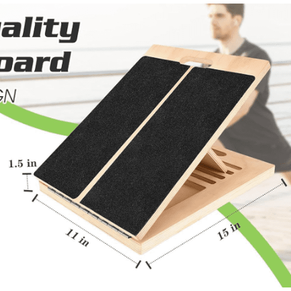 Wooden Slant Board Calf Stretcher, Foldable Design , 5-Level Adjustable Ankle Incline Board, 15 x 11 x 1.5 in, Anti-Slip Surface, 450 Lbs Capacity, for Stretching Calf, Hamstring