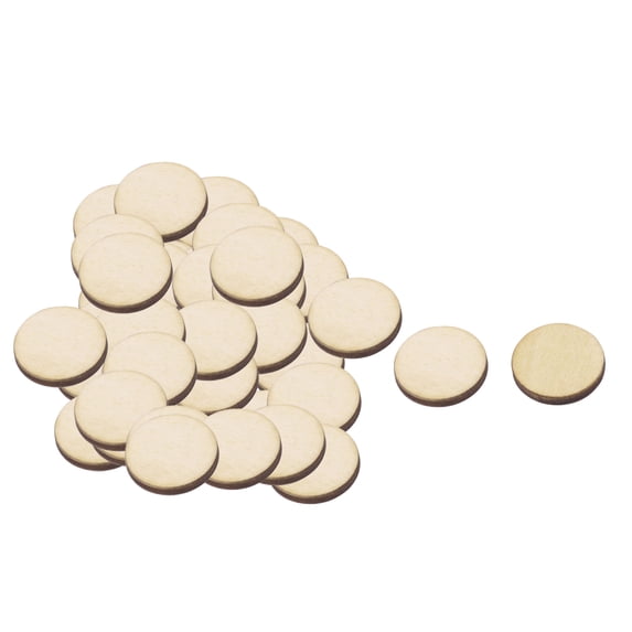 Wooden Slices Round Shape DIY Gift Craft Decor Accessories Beige 20mm Dia 50pcs