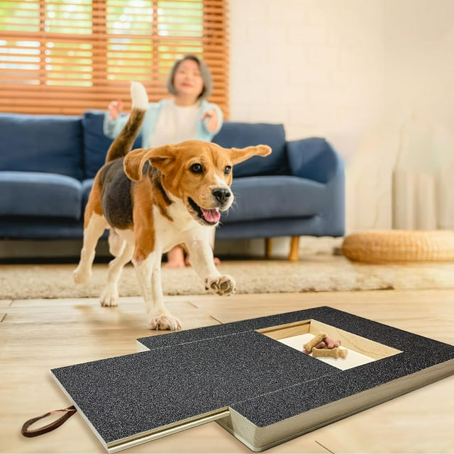 Wooden Slide Out Dog Scratch Pad Durable & Lint For Slow down Dog Bowl