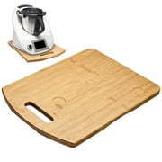 Wooden Sliding Board for Thermomix TM5 and TM6, Wood Kitchen Appliance Tray with Handle and Protective Pads, Stable Wood Thermomix Accessories, 15.6 x 11.2 x 1.1 inches