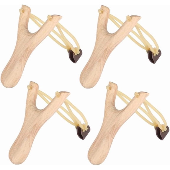 Wooden Slingshot, Hunting Slingshot For Outdoor Hunting Catapult Game Adult Hunting 4 Pack