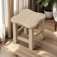 thumbnail image 1 of Wooden Small Stool Accent Seat, Stable Square Foot Rest Rounded Edge Design, Ideal Low Stool for Living Room Bedroom Entryway, 1 of 6