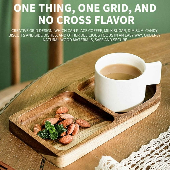 Wooden Snack Tray | Multi-Compartment Divided Serving Dish | Polished Wood | Holds Nuts, Candy, Fruit | Elegant Entertaining | Durable | Home Kitchen Table Décor | Convenient Storage | 1 Tray