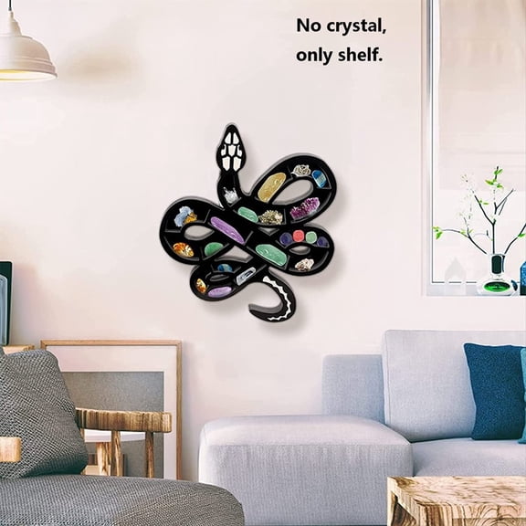 Wooden Snake Shape Display Shelf Crystal Storage Rack Wood Display Shelf Gothic Home Decor Wall Hanging Ornamentation