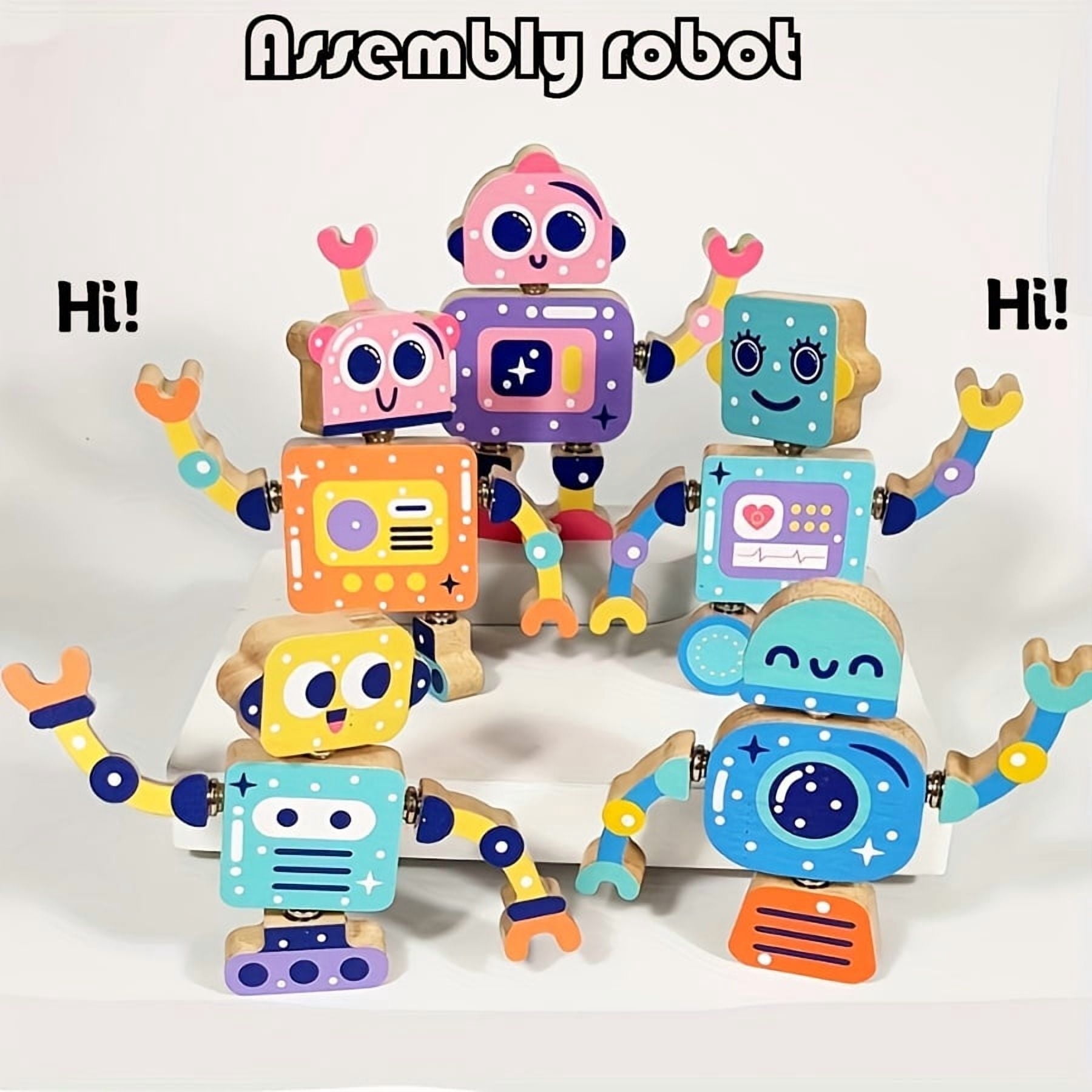 Wooden Snap-Together Building Blocks, 28 PCS Mix-and-Match Construction Parts, STEM-Inspired Puzzle Play Set
