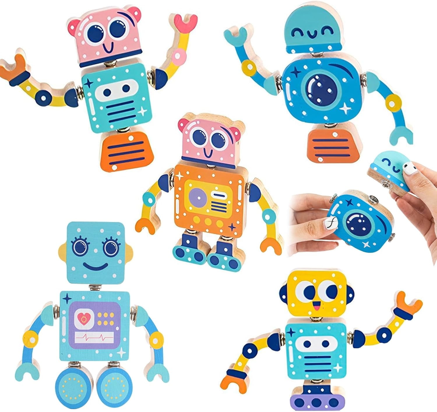 Wooden Take Apart Playset, Robot Building Kit for Toddler,STEM Building Blocks Toys, Skill Montessori Educational Learning Toys Gift for Kids