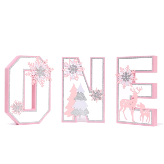 Wooden Snowflakes ONE Decoration - Winter Onederland ONE SignPink Centerpiece Table Decoration, Baby Girl 1st Birthday Party Supplies Photo Prop, Christmas Snowflake Home Decor. Y101