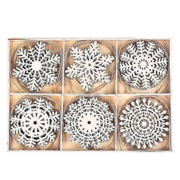 Wooden Snowflakes, Rustic Christmas Tree Decorations Hanging Ornaments With Hanging Strings For Christmas Decoration Art