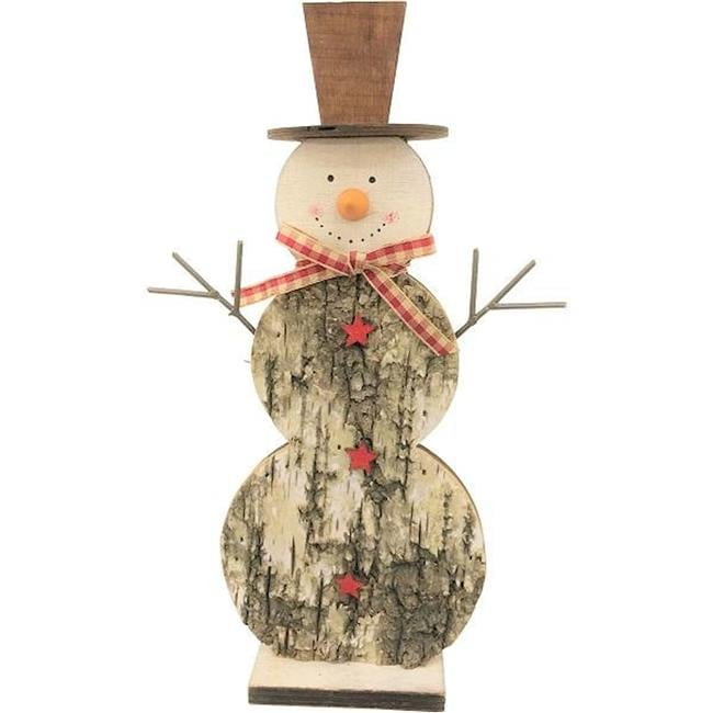 Wooden Snowman Figurine