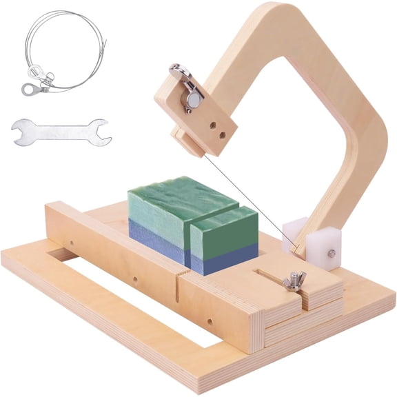 Wooden Soap Cutter for Soap Making - 13.4 x 9.5 x 7.6 Inch Handmade Soap Making Supplies, Adjustable Wire Slicer Cutting Tool, Wood Soap Cutters for Soap Making, Cheese DIY