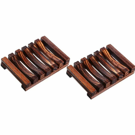 Wooden Soap Dish Drainer for Bathroom Shower, Handmade Soap Case, Bathroom Sink Deck Soap Holder(2 Pack)
