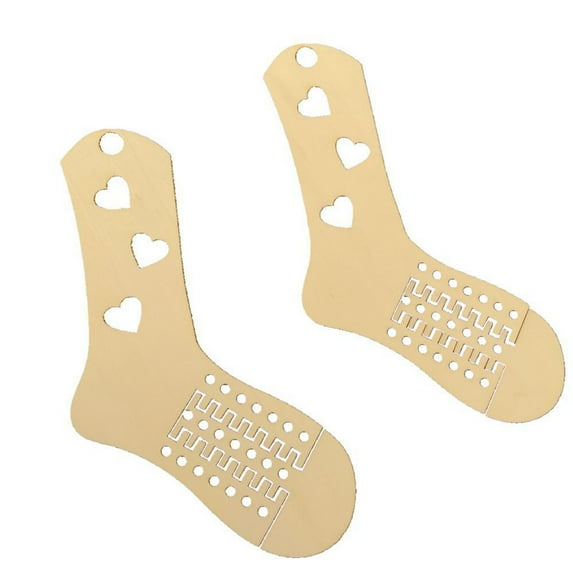 Wooden Sock Blockers for Knitting-2-Piece Set Adult Size 9" x 7.7" Ankle & 8.46" x 3.26" Foot Board Yarn Display & Stretcher Tools