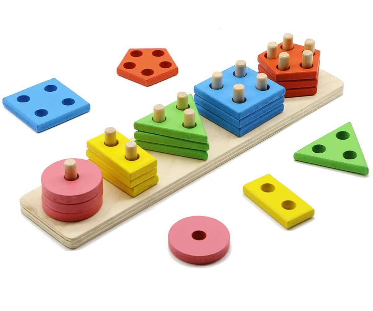 Wooden Sorting Stacking Toy Montessori Toys for 3 Year Old Boys Girls