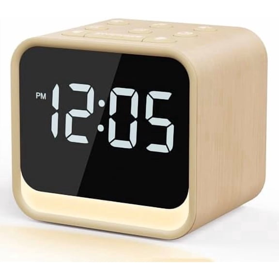 Wooden Sound Machine Alarm Clock for Bedrooms - Gentle Wake-Up with Birdsong, White Noise for Sleeping, Small Digital Clock for Phone-Free Routine - Maple Wood