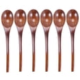 thumbnail image 1 of Wooden Soup Spoons, 6 Pieces 7.84 Inches Japanese Ramen Spoons Round, 1 of 6