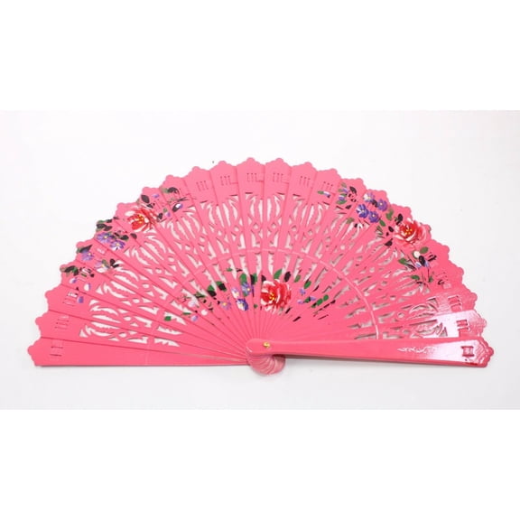 Wooden Spanish Floral Print Design Hand Fan Party Decoration Gift EHD