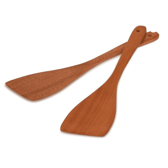 Wooden Spatula for Cooking 12.8 Inches Flat Wooden Spatula for Non Stick Cookware Long Handle Flat Frying Spatula Natural Wooden Cooking Utensils Kitchen Spatulas, 2PCS