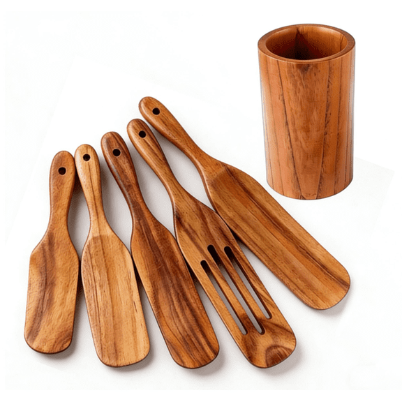 Wooden Spatula Set, Durable Wooden Stir Fry Spatulas, Extended Long Shovel, Non Stick Cooking Utensils for Kitchen, Wooden Cooking Tools