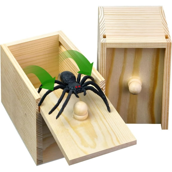 Wooden Spider Prank Box - Handcrafted Money Surprise Box for Adults and Kids [Upgraded Version]