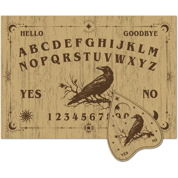 Wooden Spirit Board Divination Pendulum Board Rectangle Raven Retro Wood Heart Planchette Hunt Metaphysical Talking Message Plank Decor Accessories for DIY Making