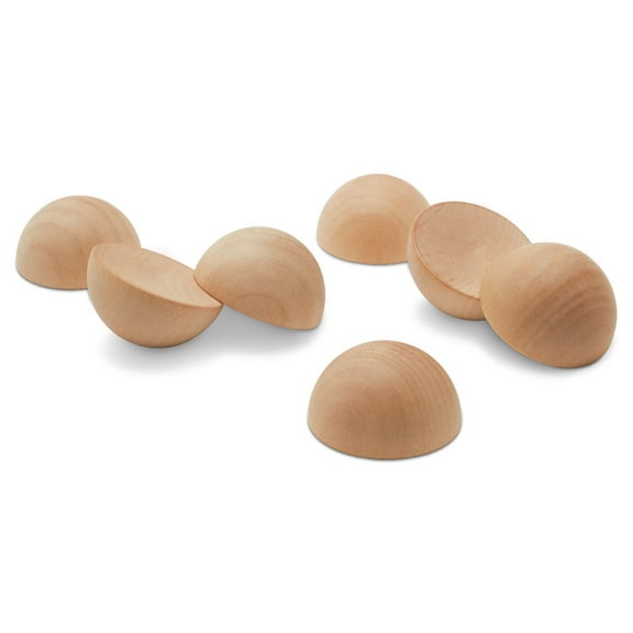 Wooden Split Balls 1-1/2 inch, Pack of 10 Wood Half Balls for Crafting and DIY Décor, by Woodpeckers