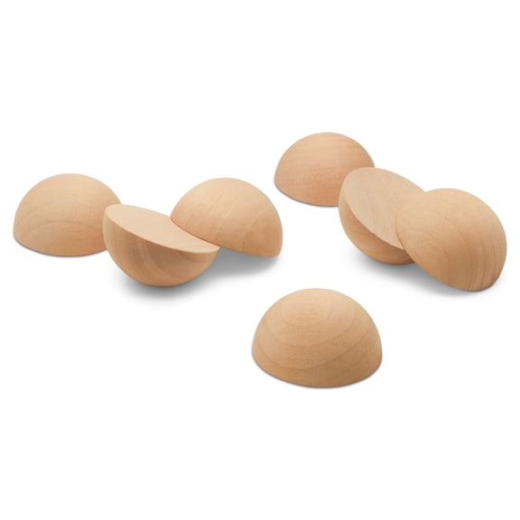 Wooden Split Balls 1-3/4 inch, Pack of 12 Wood Half Balls for Crafting and DIY Décor, by Woodpeckers