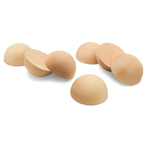 Wooden Split Balls 2-1/2 inch, Pack of 12 Wood Half Balls for Crafting and DIY Wreaths, by Woodpeckers