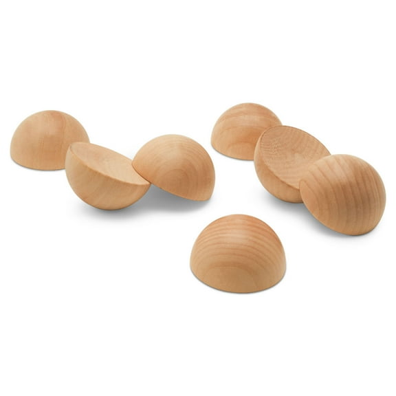 Wooden Split Balls 2 inch, Pack of 6 Wood Half Balls for Crafting and DIY Wreaths, by Woodpeckers