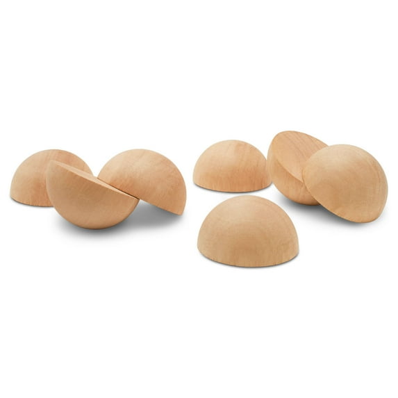 Wooden Split Balls 3 inch, Pack of 6 Wood Half Balls for Crafting and DIY Wreaths, by Woodpeckers