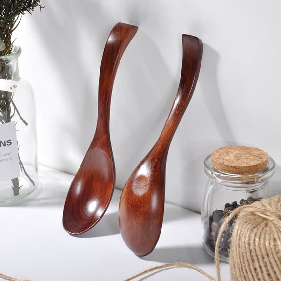 Wooden Spoon Clearance Kaireo Bamboo Spoon Tools Cooking Fork Kitchen Soup-Teaspoon Tableware Utensil Wooden Kitchen,Dining Bar, 2 Spoons