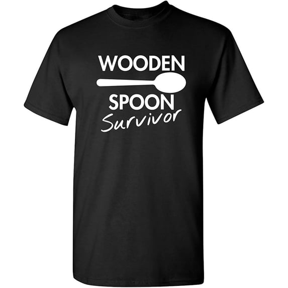 Wooden Spoon Survivor Adult Humor Mens Graphic Novelty Sarcastic Funny T Shirt