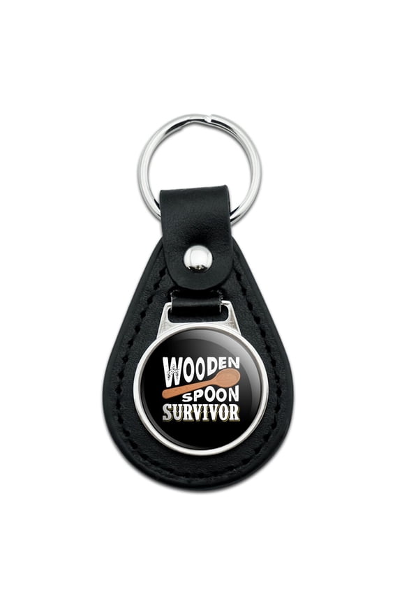 Wooden Spoon Survivor Black Leather Keychain