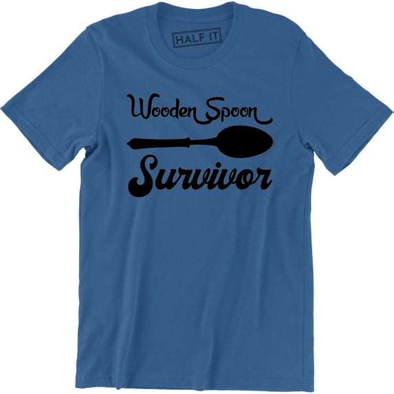 Wooden Spoon Survivor Funny Humour Joke College Cool Student Slogan Mens T-Shirt