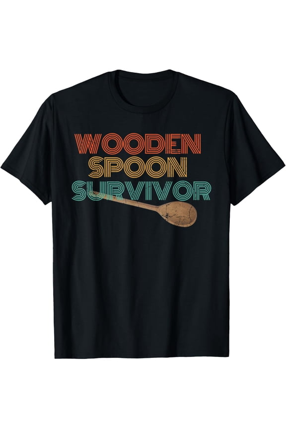 Wooden Spoon Survivor Retro Offensive Adult Humor Vintage T-Shirt