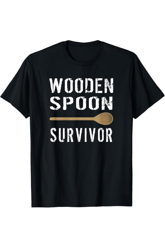 Wooden Spoon Survivor T-Shirt men and women can wear, black, white, gifts