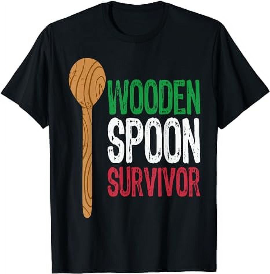 "Wooden Spoon Survivor" Italian Flag T-Shirt - Fun Italy Gift For Women & Men