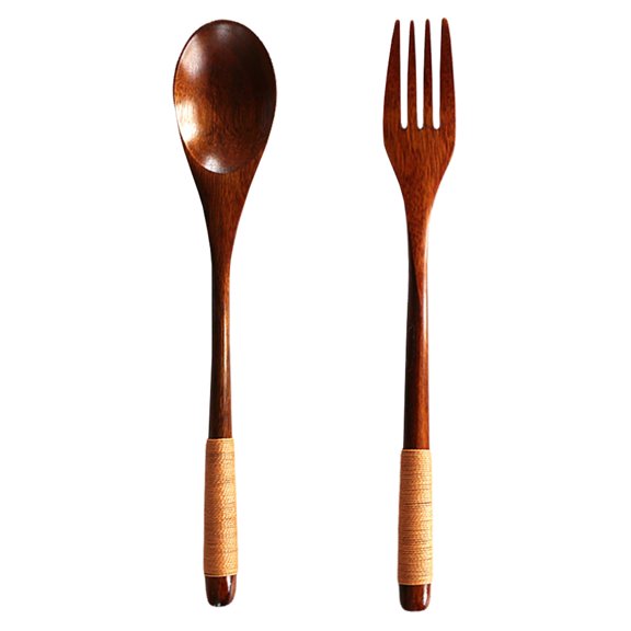 Wooden Spoon with Fork Portable Flatware Practical Tableware for Home Daily Use