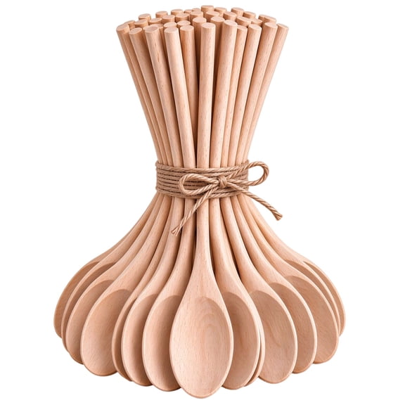 Wooden Spoons Bulk, 12 Inch Natural Wood Utensils for Cooking and Crafts