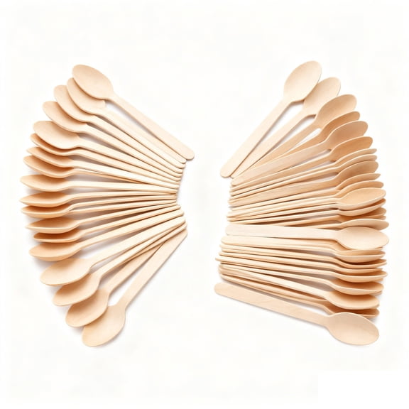 Wooden Spoons Bulk for Crafts, Christmas Hot Chocolate Spoons, Compostable, Ideal for Eating, Crafts, Weddings, Picnics, BBQs, Birthdays and Outdoor Events, 100 Pcs, 6.30 Inches