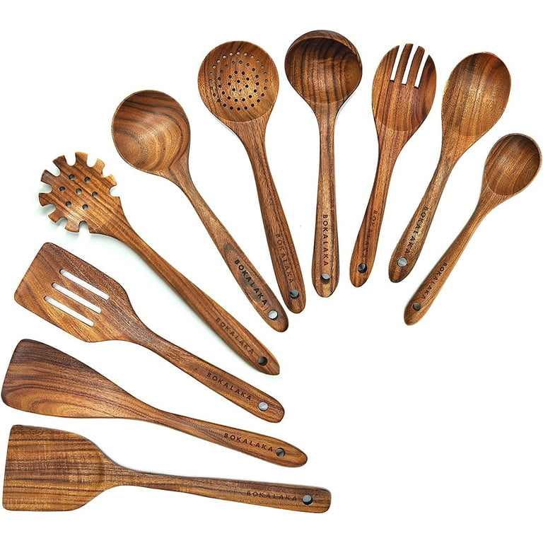 Wooden Spoons for Cooking,7Pcs Wooden Utensils for Cooking Teak Wooden  Kitchen Utensil Set Wooden Cooking Utensils Wooden Spatula for Cooking