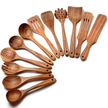 Wooden Spoons for Cooking,12 Pack Wooden Utensils for Cooking Wooden Kitchen Utensils Set Wooden Cooking Utensils Natural Teak Wooden Spatulas for Cooking